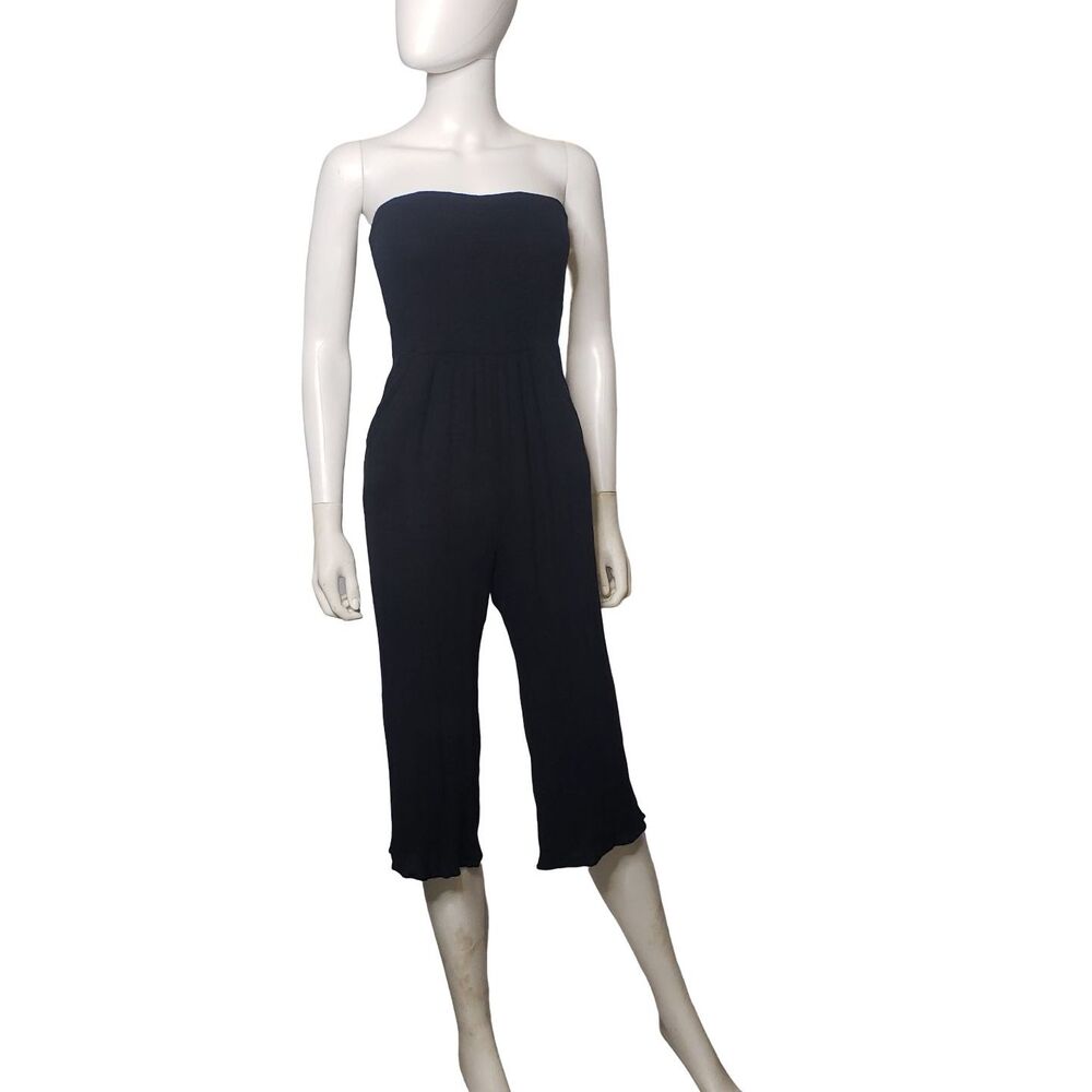 AERIE Black Strapless Sleeveless Cropped Jumpsuit Womens Size XS